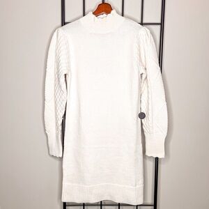 BB Dakota Ivory Cable Knit Long Sleeve Mockneck Sweater Dress Sz M NWT